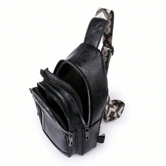 Luxe Vegan Leather Zip up Crossbody Back Pack Bag - Picture 16 of 16